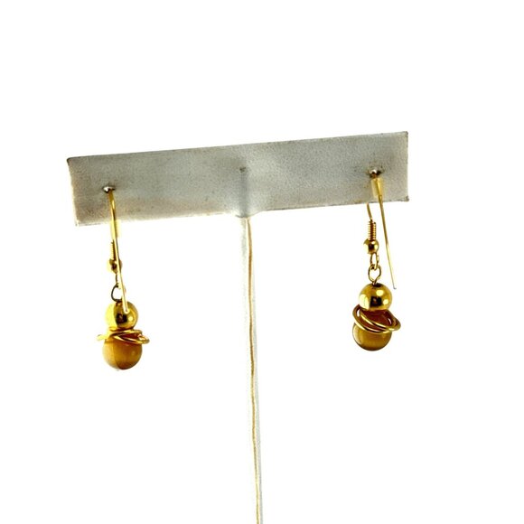 Gold Tone Saturn Planet Drop Earrings - Celestial Orbital Dangle Jewelry, Space- - Picture 2 of 7